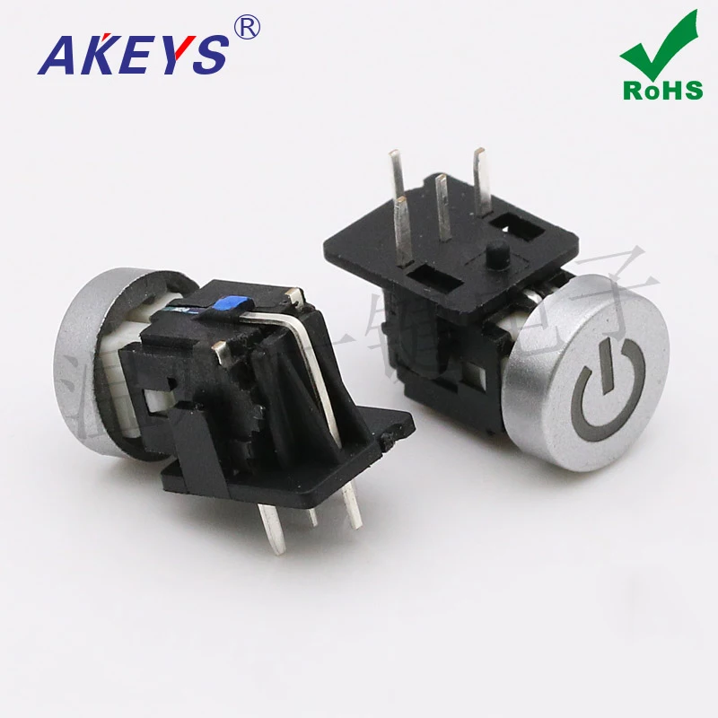 5pcs TS-H016 Power Switch Side Plug With Light Button with LED Cap Tact Switch 4-pin Jog Reset