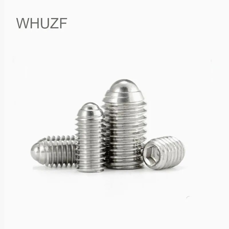 WHUZF 100pcs Hex Hexagon Socket Ball Domed Point Set Screws Metric Spring Plunger Screw Stainless Steel M2/M3/M4/M5