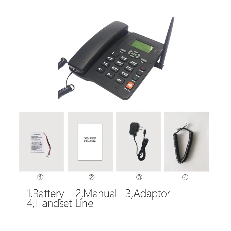 7 Languages Cordless Phone GSM SIM Card 2G 3G Wireless Fixed Phone Desktop Telephone for Office Home Hotel Arabic