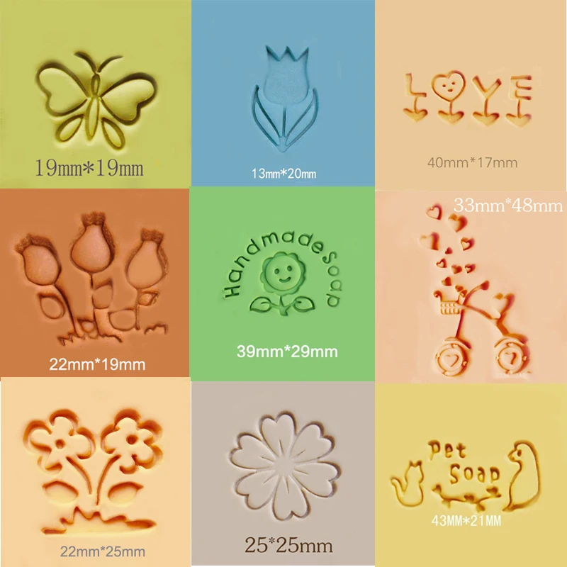 Handmade Resin Soap Stamp Mold Mini Diy Natural Soap Flower Plants Patterns Soap Chapter Acrylic Stamp For Soap Making
