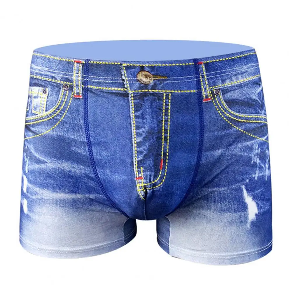 Men's Briefs Stretch 3D Print Boxer Denim Pattern Men Fake Jeans Breathable Panties Men Briefs Underwear Male Shorts Underpants