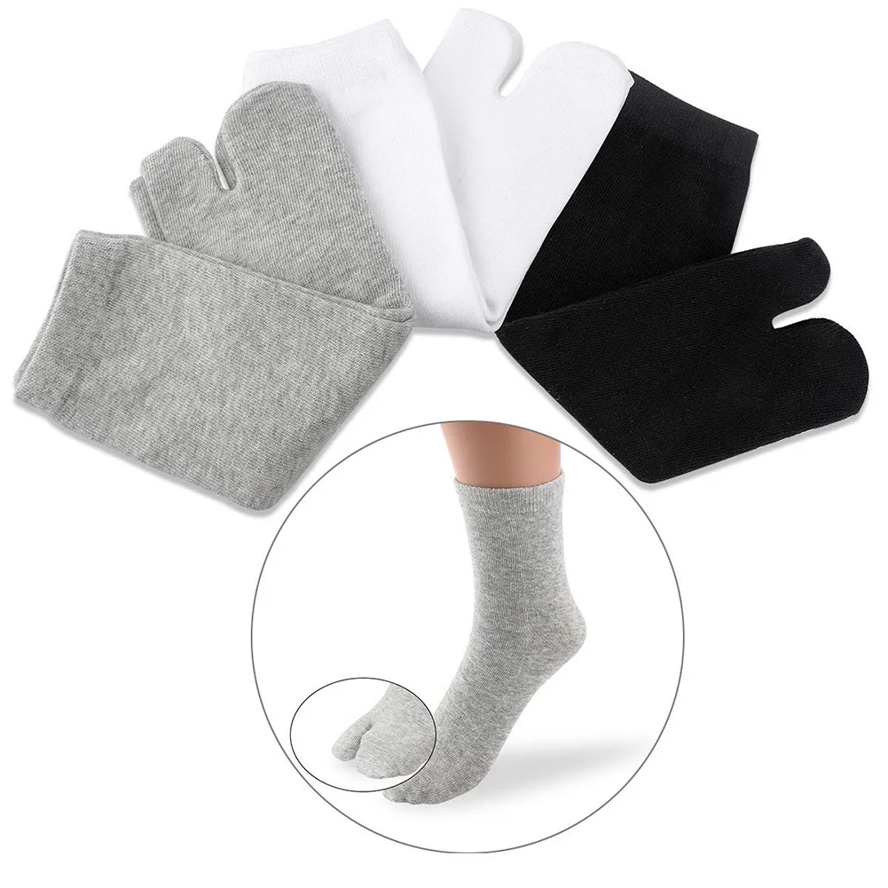 3Pairs Socks Men Women Japanese Kimono Flip Flop Sandal Split Toe Tabi Ninja Socks  2 Toe Tabi Foot Finger Cotton Sock Solid