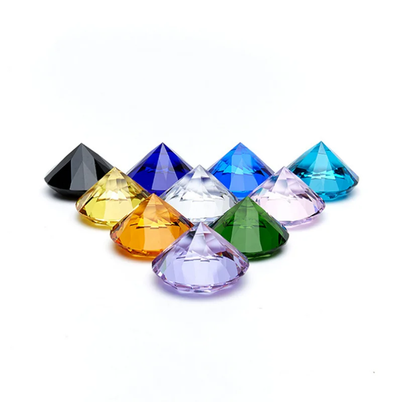 1 Piece All Colors 30mm/40mm/50mm Crystal Faceted Diamond Paperweight Table Decoration Mother's Day Gift Safe Package