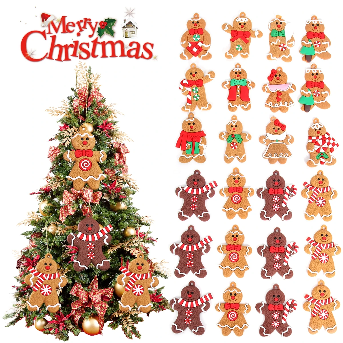 Colgante de árbol de Navidad de pan de jengibre, decoración de Feliz Navidad para el hogar, regalos de Navidad, adornos de árbol de Navidad de Año Nuevo 2022