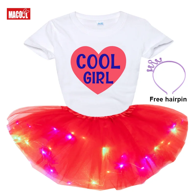 

Girl Tutu Dress Sets Cool Girl Shirt Set Princess Girl Set Dress Party Light Dress+t Shirt Halloween Dress Girls Clothes Funny