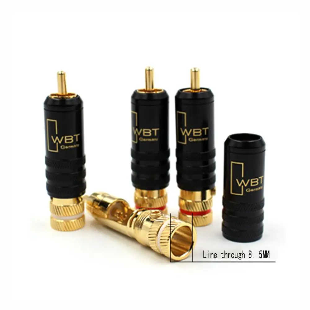 

4pcs Hifi RCA connectors male WBT-0144 signal line plug WBT 0144 RCA plug lotus head copper RCA plug connectors