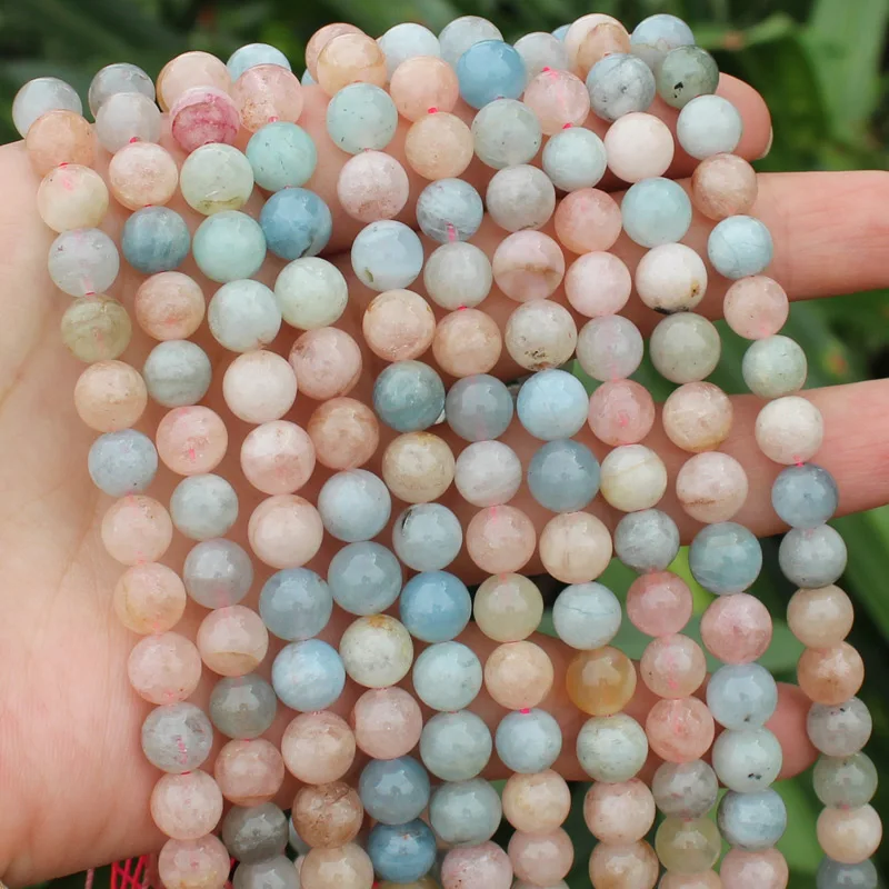 Natural Morganite Stone Round Beads 15