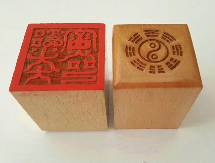 Taoist tools, Taoist supplies, single side seal of peach wood - Dutian big thunder fire seal