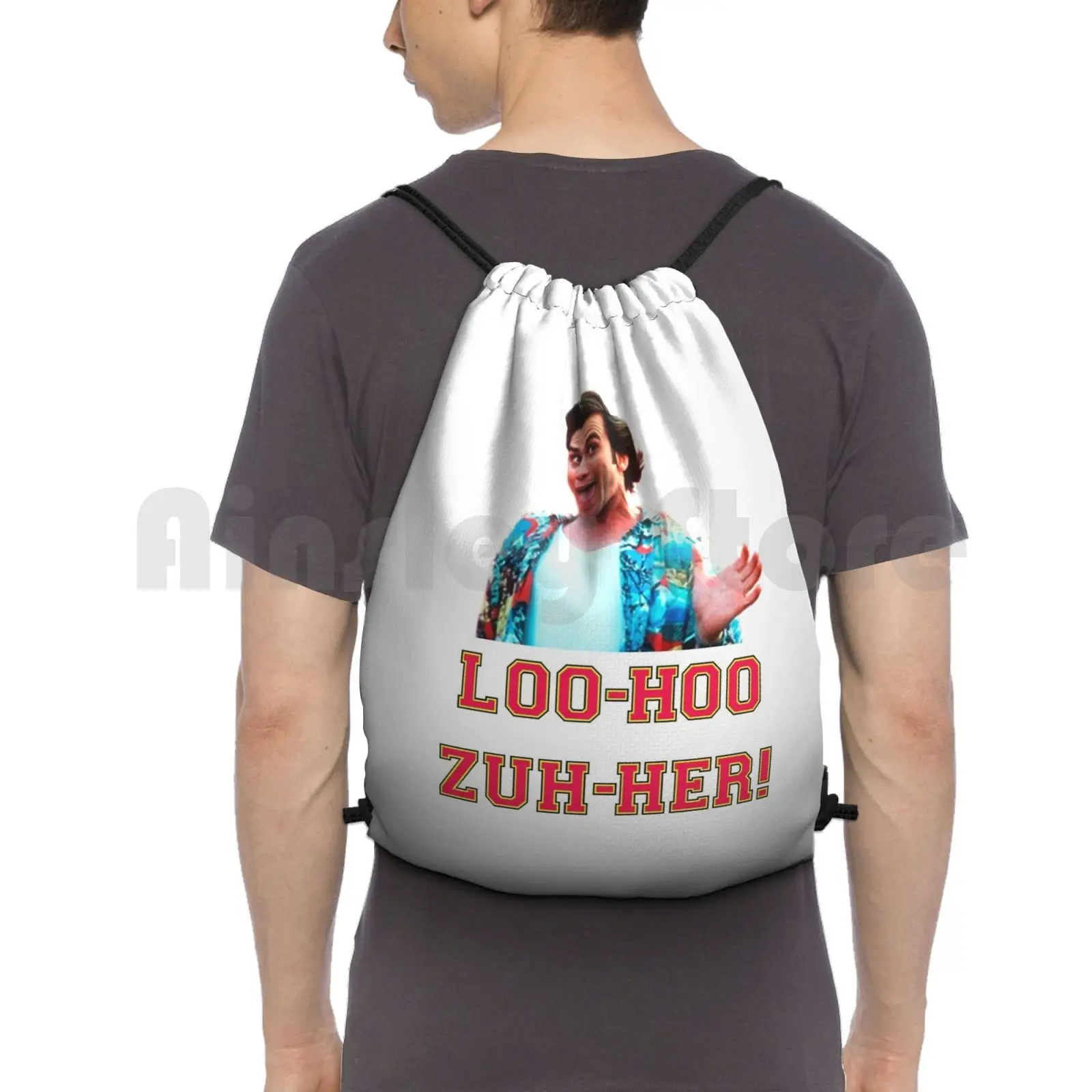 Loo-Hoo-Zuh-Her Backpack Drawstring Bag Riding Climbing Gym Bag Loo Hoo Zuh Her Loser Haha Jim Carrey Crazy Nature