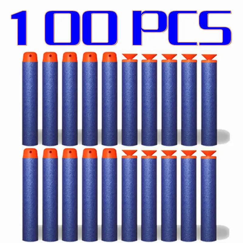 100 pcs 7.2cm  EVA soft blue bullet for airguns military sucker dart Standard hollow hole head for kids bullets for nerf toy gun