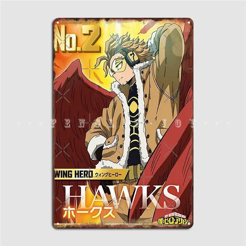 Hero Hawks From Bnha Metal Plaque Poster Wall Cave Bar Cave Personalized Plaques Tin Sign Posters