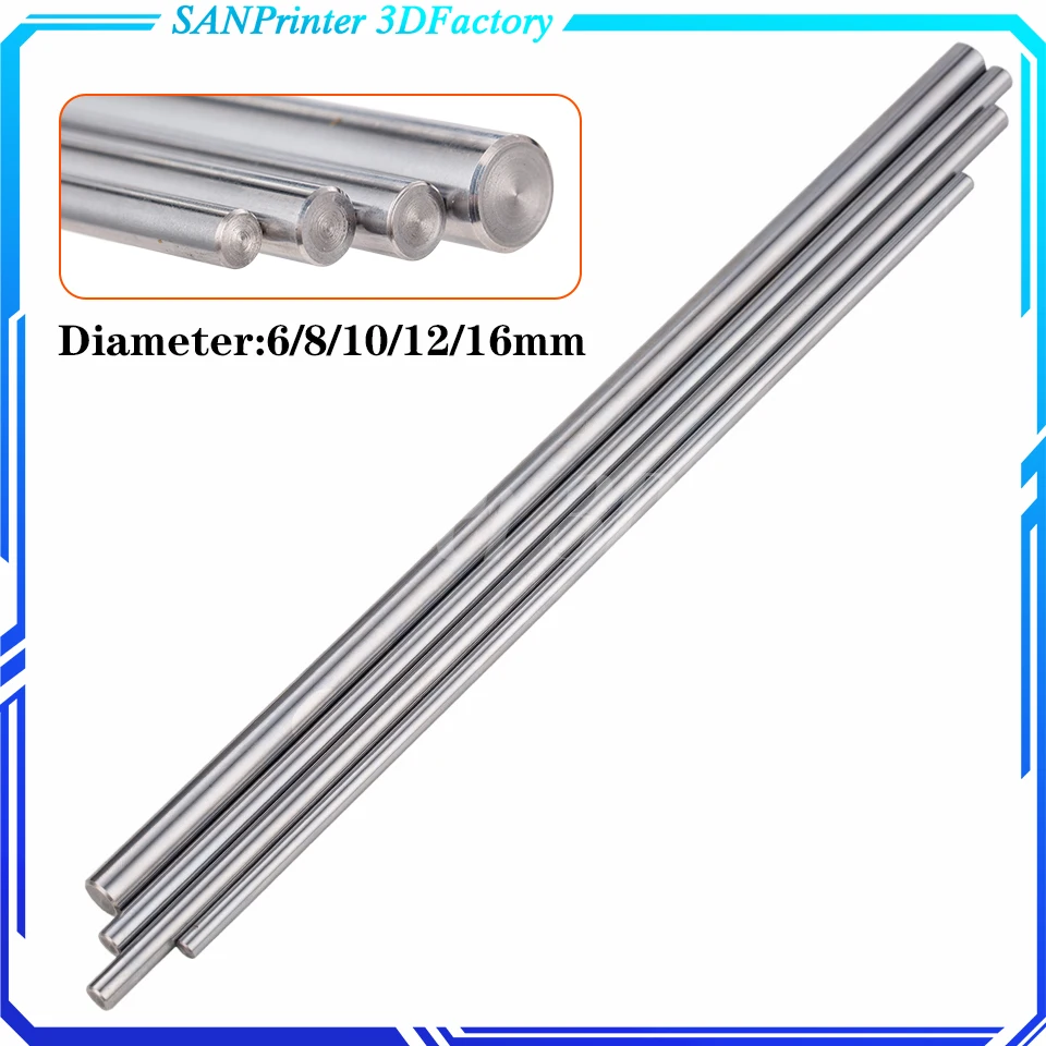 2pcs 6mm 8mm 10mm 12mm 16mm 8mm 400mm linear shaft 3d printer parts 8mm 400mm Cylinder Chrome Plated Liner Rods Axis