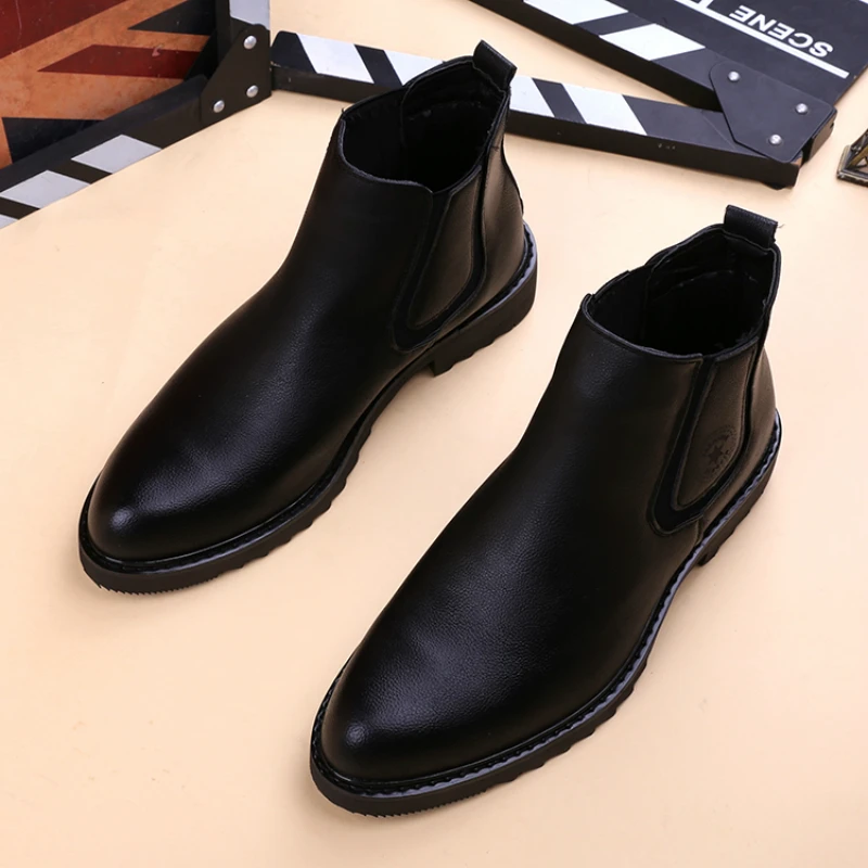 mens fashion wedding party dresses chelsea boots genuine leather shoes point toe platform boot gentleman ankle botas masculinas