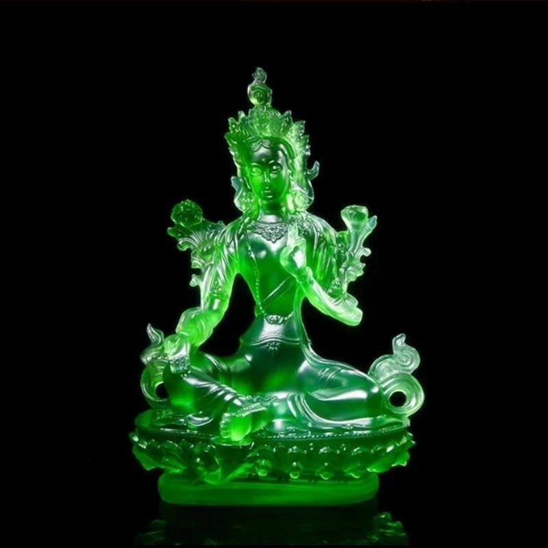 

Free Shiping Tibetan Suppliers 21cm Resin Keep Safe Green Tara Tantric Sculpture Bodhisattva Efficacious Home Decorate Statue