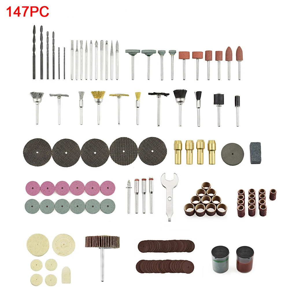 NEWACALOX 147 teile/los Schleif Zubehör Dreh Werkzeug Bit Set Dremel 1/8 "Schaft Schleifen Carving Polieren für Grinder Maschine