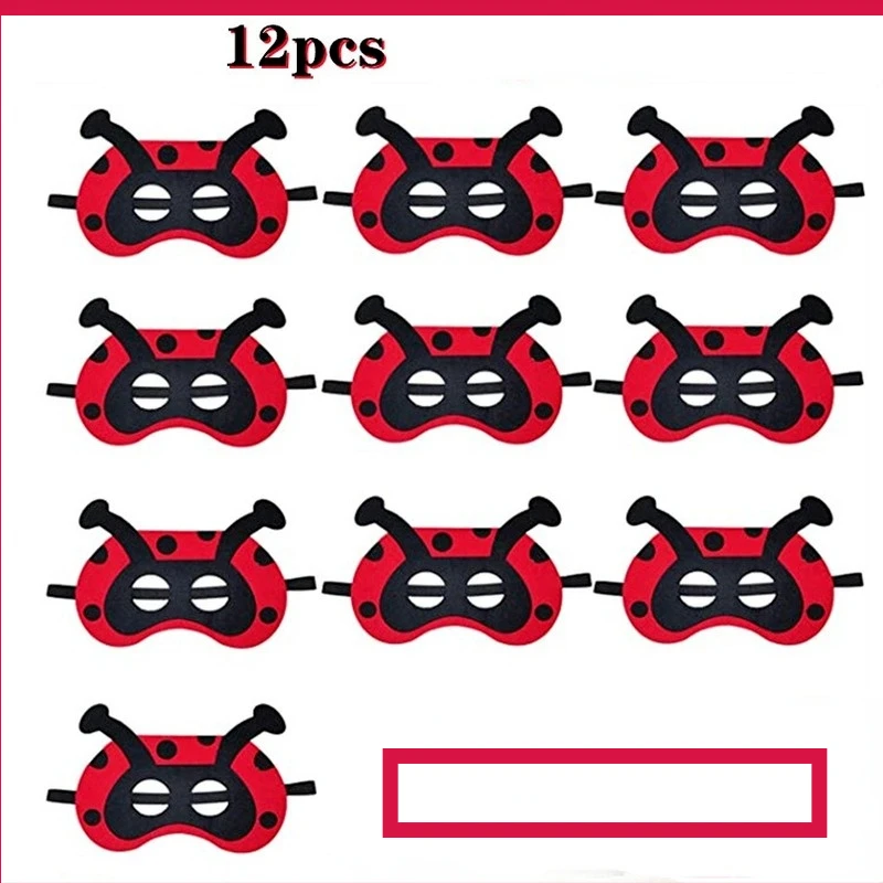 12pcs Bug Insect Theme Felt Mask Children's Birthday Party  Ladybug    Cosplay Toys Props Kids Navidad Christmas