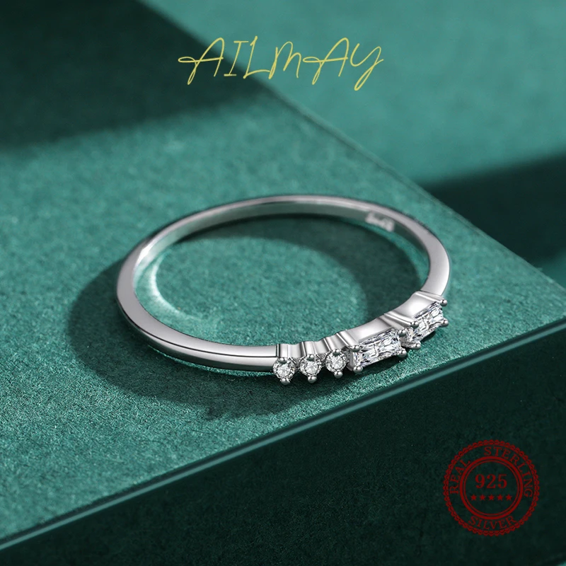 Ailmay – bagues empilables en argent Sterling 925 pour femmes, bijou de qualité supérieure, éblouissant, en Zircon, minimaliste, nouveau Style 2021