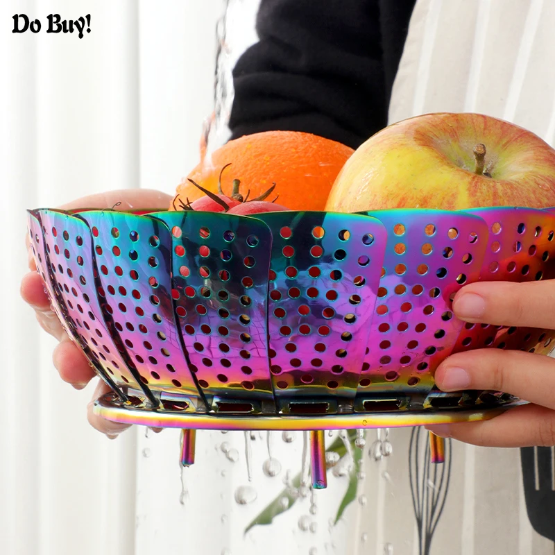 Folding Steamer Basket Stainless Steel Vegetable Kitchen Fruit Food Basket Dish Mesh Steamer Rack Cookware And Utensils