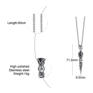 Vnox Punk Stainless Steel Buddha Tibet Perlindungan Kalung untuk Pria, Vajra Belati Santo Pelindung Amulet Liontin Doa Perhiasan 12 kalung vajra penjualan terbaik - №