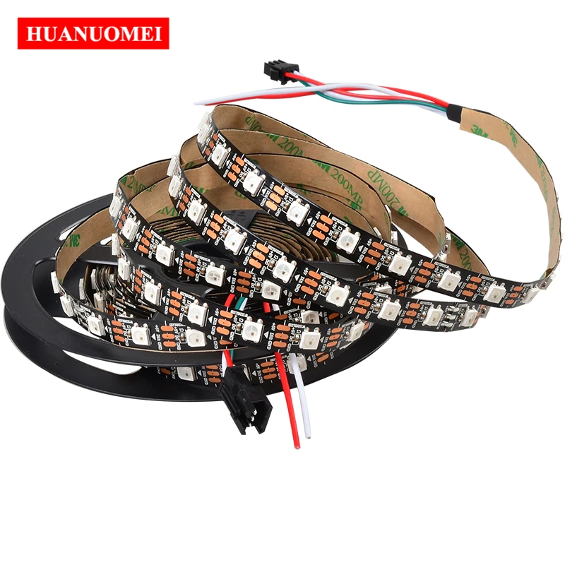 5M 60LEDs/m SK6812 LED Pixel Strip Light 5050 SMD RGB Flexible Tape TV Lamp,DC5V input;Black PCB,Non-waterproof IP20