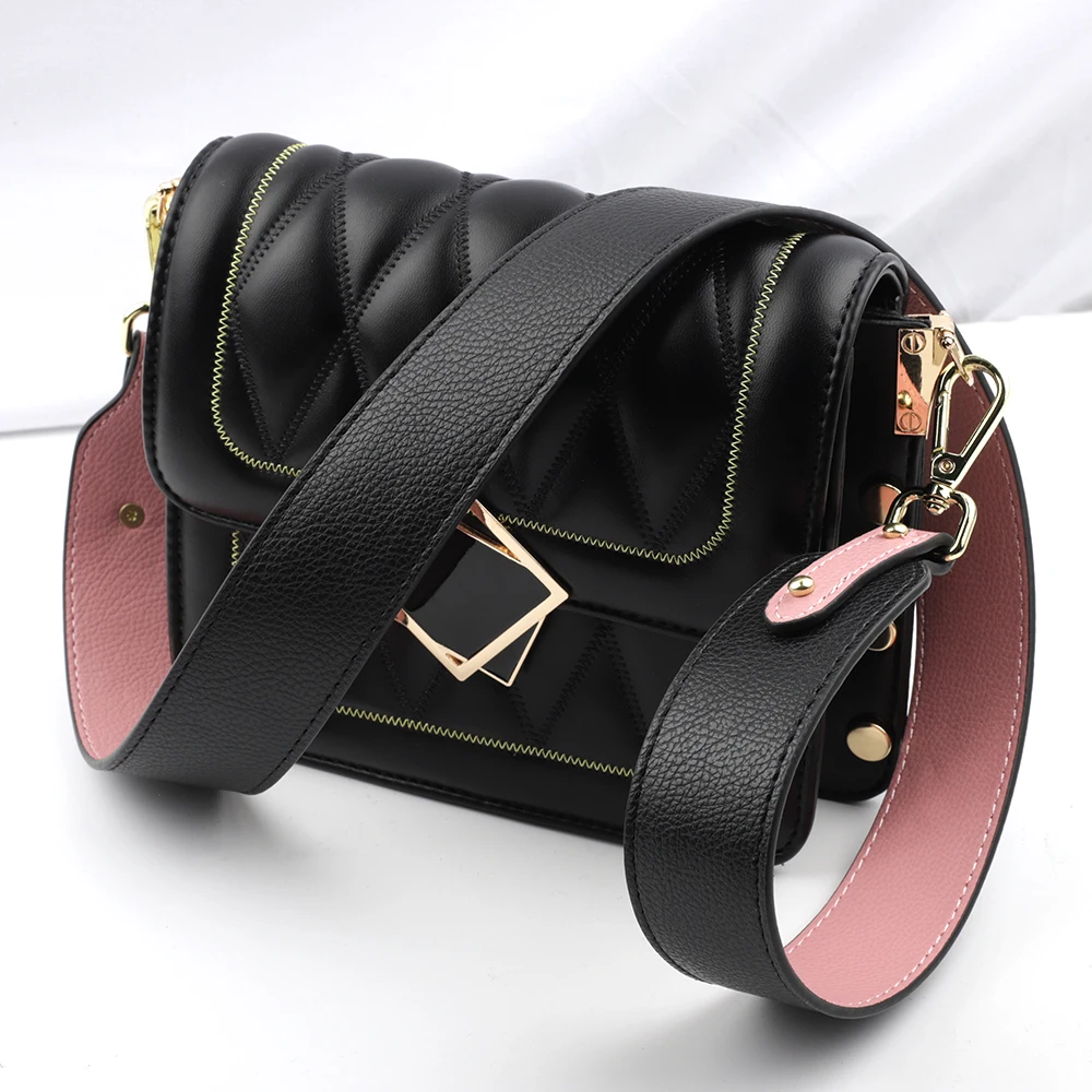 95cm Genuine Cow Leather Double-sided Bag Strap Wide Shoulder Strap DIY Cross Body Adjustable Belt Replacement Obag Accessories