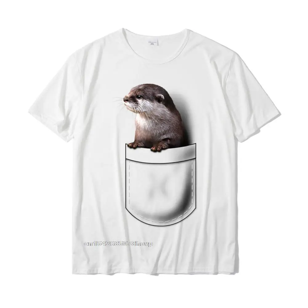 Cute Otter Pocket Peeking Pocket - Funny Otter Tshirt Men Classic Cosie Tops Shirts Cotton T Shirts Slim Fit