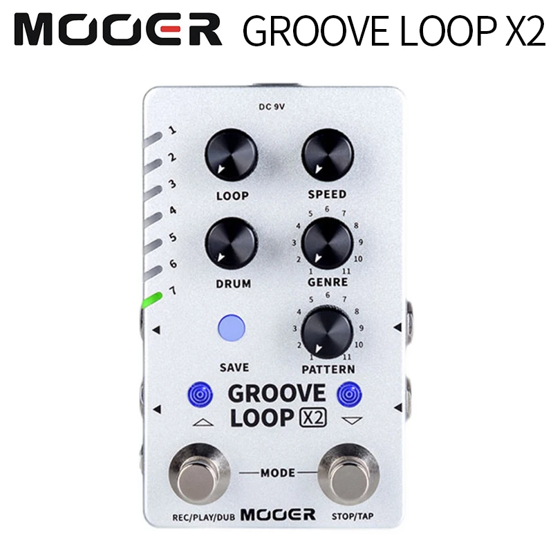 

Mooer grove loop x2 single block effector, stereo drum machine phrase cycle single block pedal, automatic alignment