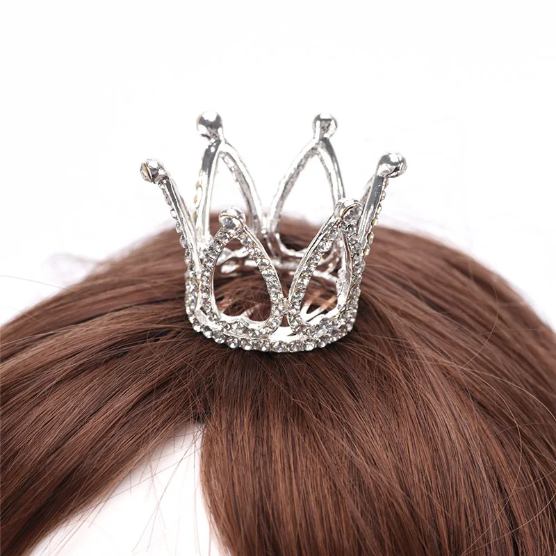 1Pcs Girls Mini Crystal Crown Tiara Hair Combs Clear Stone Small Tiara Hair Accessories Jewelry