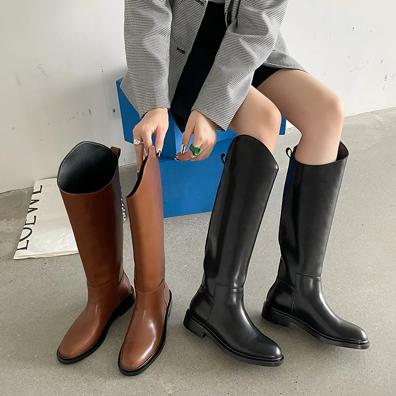 Botas altas para mujer, zapatos occidentales para mujer, primavera otoño 20224, nuevas botas modernas de caballero hasta la rodilla de estilo