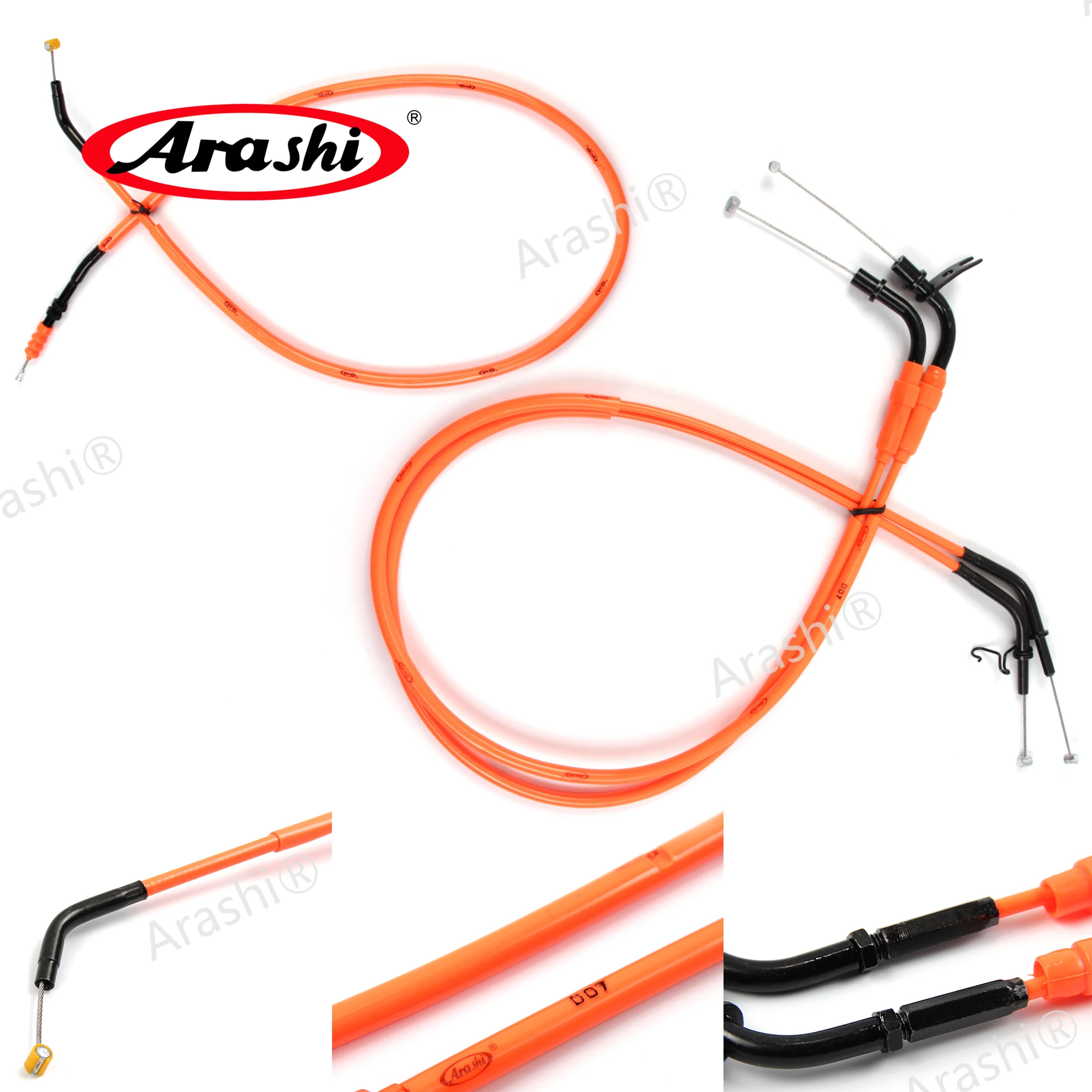 Arashi Motorcycle Accessories Throttle & Clutch Cables Stainless Lines for KAWASAKI Z1000 2011 2012 2013 Z 1000 Ninja 1 Set