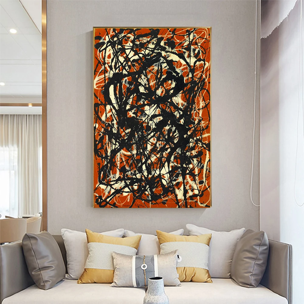 Citon Canvas oil painting Jackson Pollock《Free Form》Artwork Poster Picture Modern Wall Art decor Home Living room Decoration