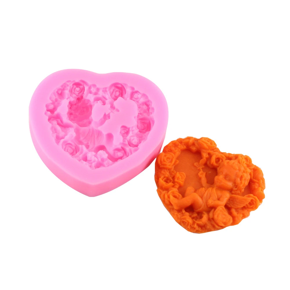 

2pcs/lot Fondant Silicone Mold Gum Paste Chocolate Candy Mold Angel Rose Sugarcraft Embossing Molds DIY Bake Supplies