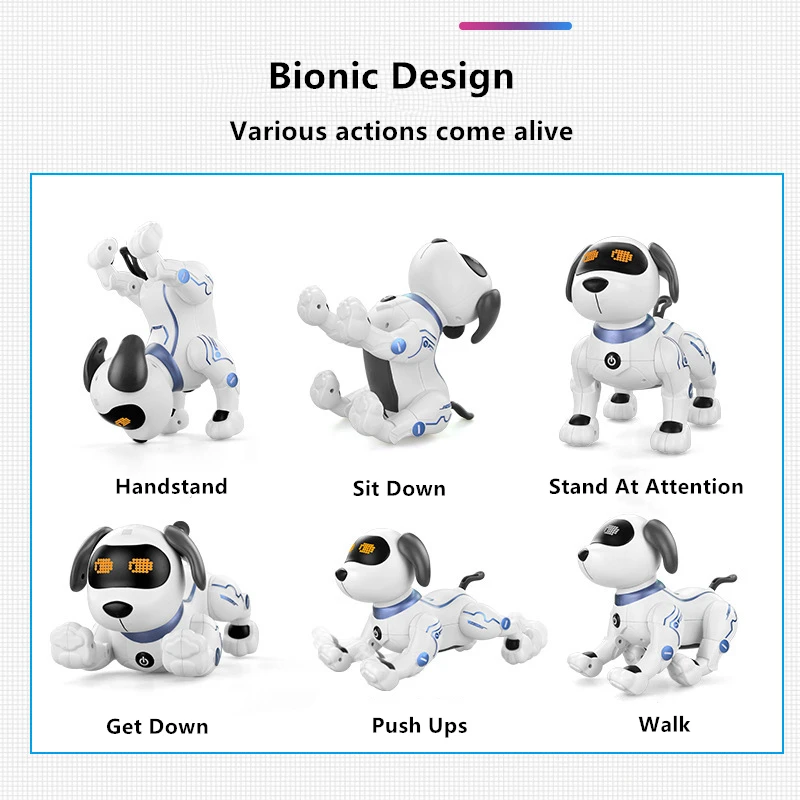 Multifunctional Touch Sensing RC Robot Dog Smart Programming Sing Dancing Cool Lights Handstand Stunt Bionic Remote Control Dog