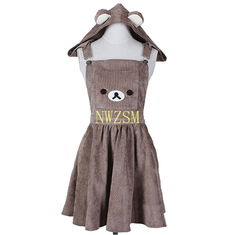 Japanese A-Line Dress Cute Bear Embroidery Gown Harajuku Lolita Dress bear