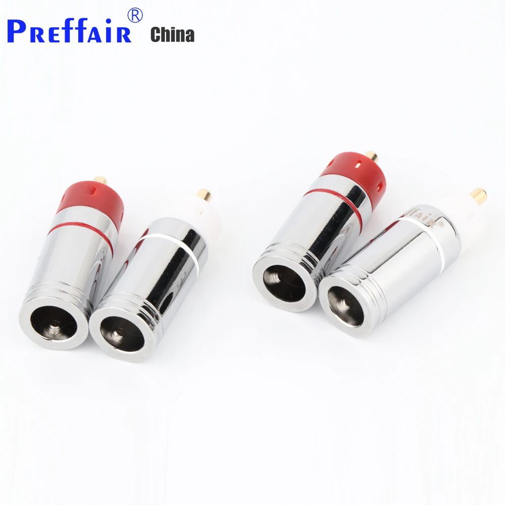 R1723 Preffair 4 Stück Star Line versilberte/vergoldete Cinch-Stecker Audiosignalanschlüsse mit Gehäuseln aus Aluminiumlegierung – Detail 1