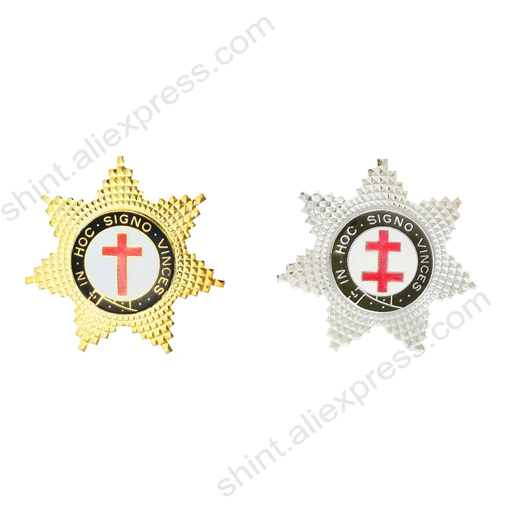 

Masonic large Lapel Pins Badge Mason Freemason IN HOC SIANO VINCES CROSS Commemorative Freemasonry hat gentleman accessories