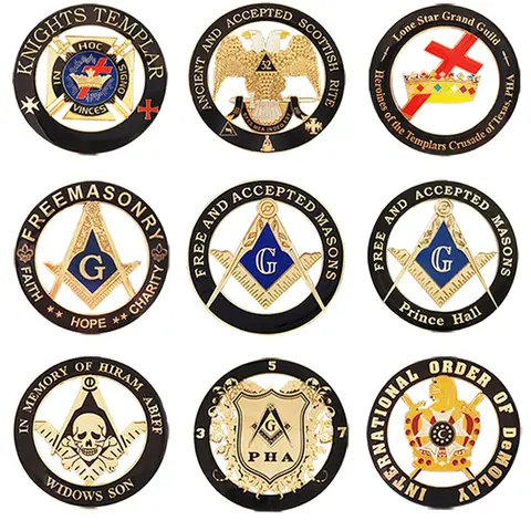 Freemason Masonic Car Emblem Stickers Metal Personality Knight Badge Business Vehicle Decor Accessories Size 7.5cm