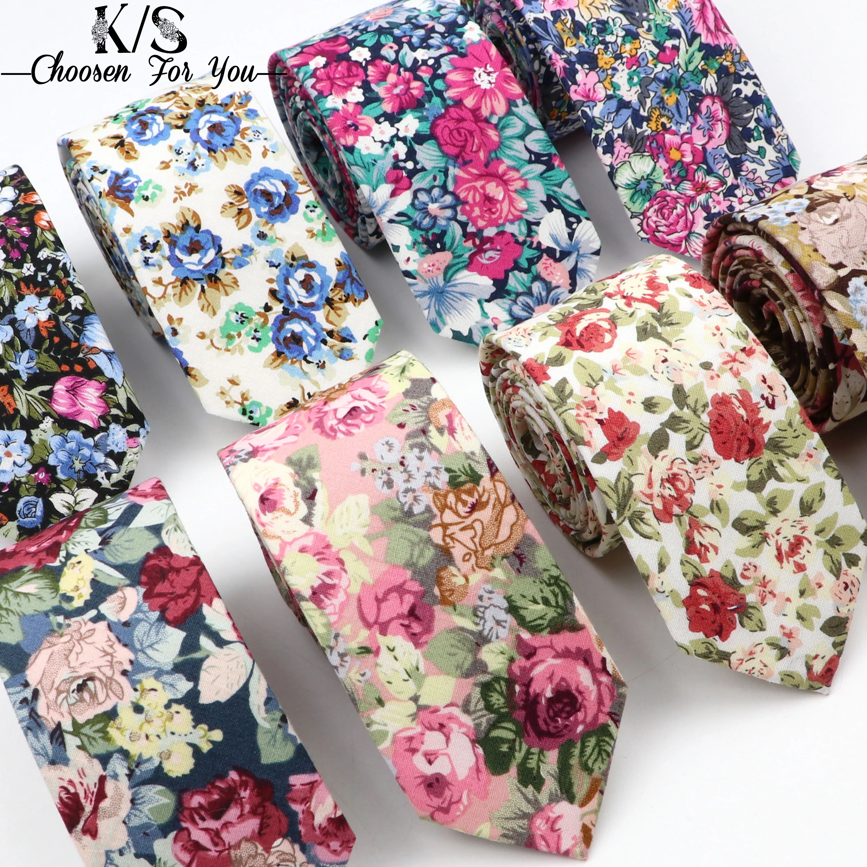 Brand New Soft Cotton Floral Neck Ties For Men Silm Printed Gravata Tie Casual Party Romantic Wedding Daily Neckwear Accessories