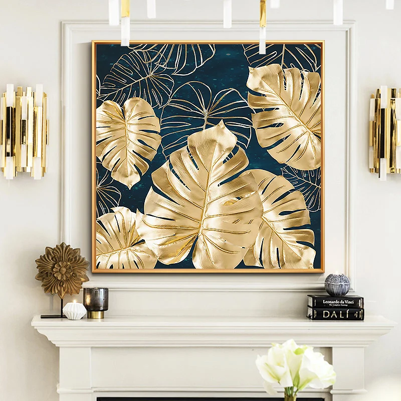 

EECAMAIL DIY Nordic Golden Leaf Diamond Painting Full Diamond Embroidery Home Decoration Hanging Painting No Frame