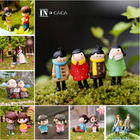 2pcs Lovers Model Couple Small Figures Dollhouse Figurine Auto Desktop Ornament Christmas Decoration DIY Pendant Keychain Kit