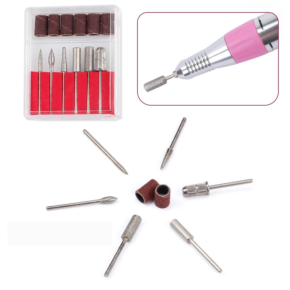 6Pcs/set Milling Cutter Stainless Steel Nail Drill Bits For UV Gel Polish Remove Drill Machine Pedicure Nails Manicure Tools