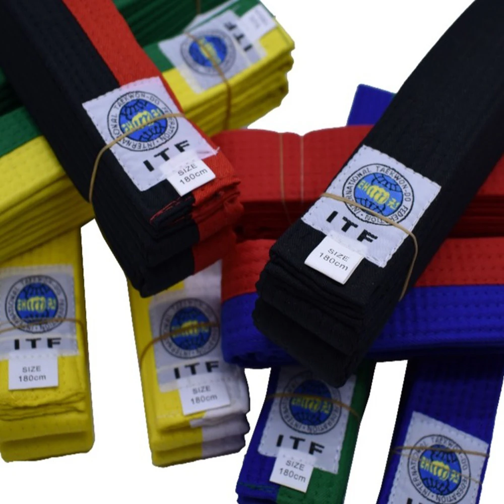 Professional 10 colors ITF Approve Taekwondo Belts Karate Judo belt Double Wrap Martial Arts Stripe Sports Taekwondo ремень