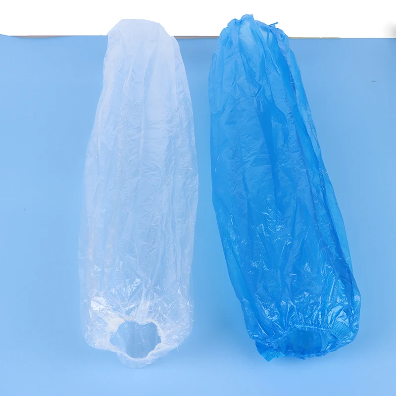20ps ambiental descartável protetor pe mangas cobrir não tóxico elástico doméstico plástico durável braço de limpeza à prova dwaterproof água