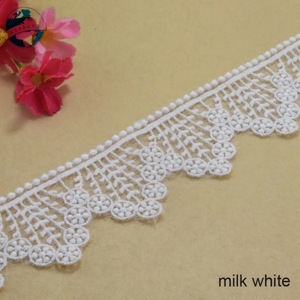 4.5cm Width Cotton Embroidery Lace Edges French Ribbon Lace Fabric Guipure Diy Trims Dress Lace Wedding Sewing Accessories#3028