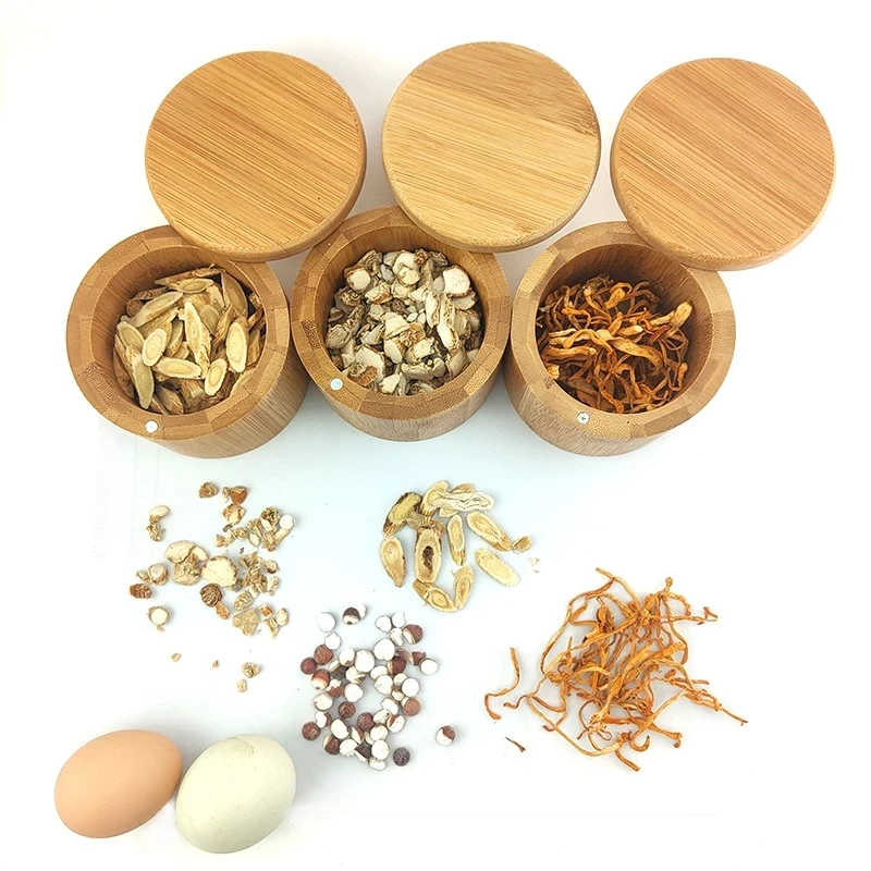 Spice Box Bamboo Spice Shaker Jar Sugar Salt Pepper Herb Toothpick Storage Bottle BBQ Box With Lid For Kitchen Accessories Tool