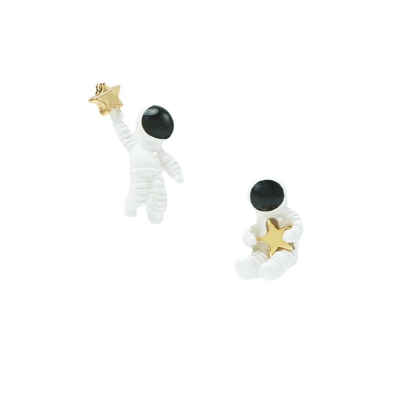 

GY Ear Studs Spaceman Rocket Astronaut Asymmetric High Sense Small Ear Lobe Earrings