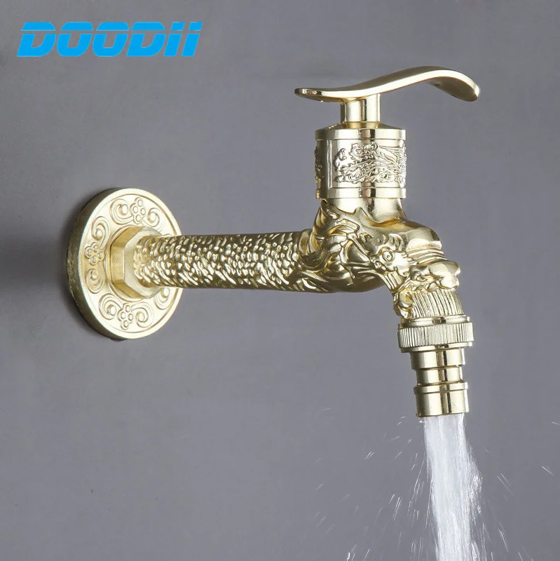 Carved Wall Bottle Tap Bibcock Zinc Alloy Retro Tap Decorative Outdoor Garden Faucet Washing Machine Mop Tap Free shipping DODI