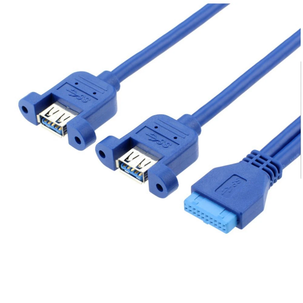 19pin weibliche header zu Dual USB 3,0 A Buchse port Kabel Motherboard 20P USB zu 2 USB 3,0 Splitter kabel mit Schrauben löcher