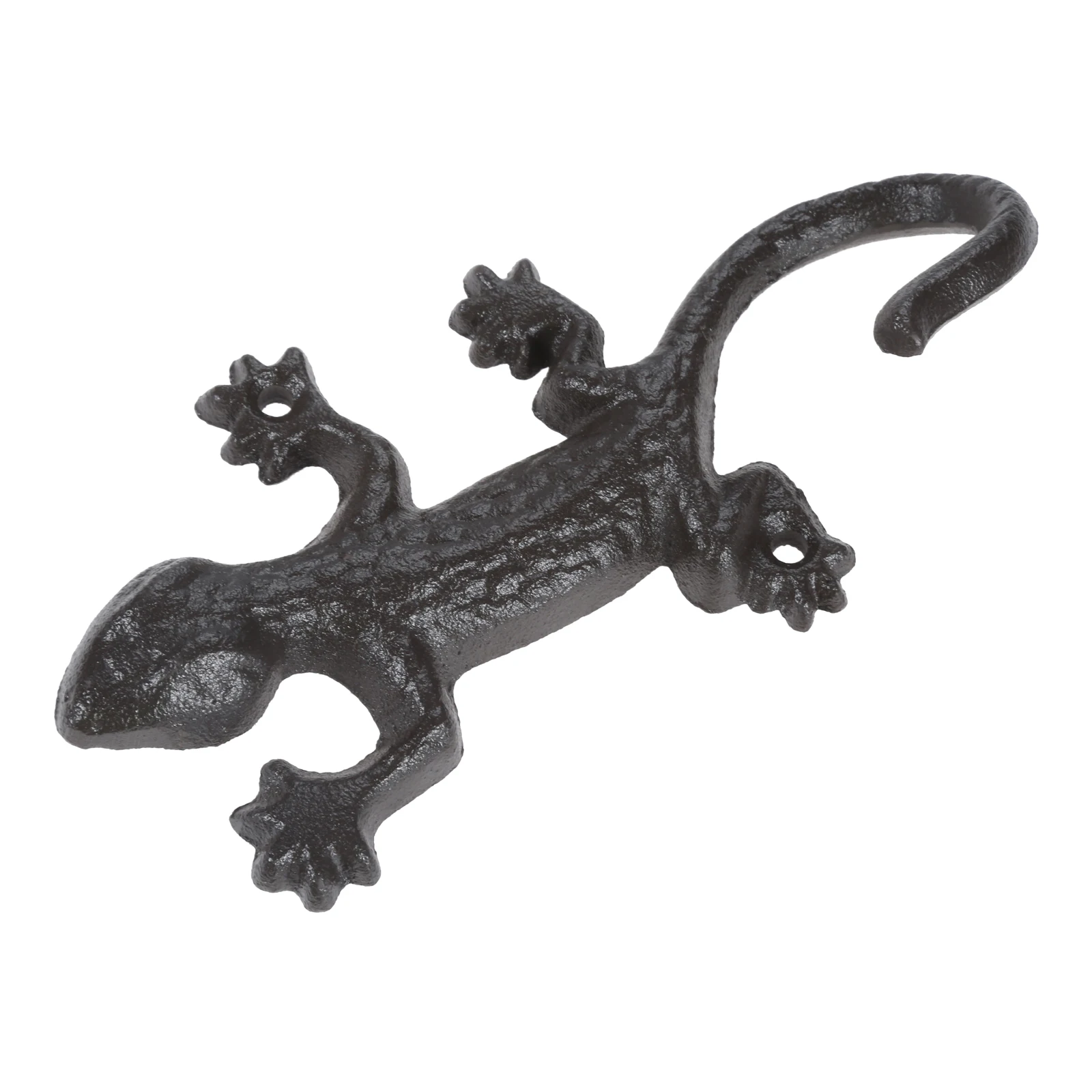 1set Cast Iron Gecko Wall Hook Rustic Wall Hanger Lizard Creative Antique Animal Vintage European Kitchen Bathroom Decor w/screw