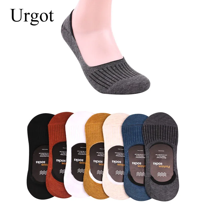 Urgot 10 Pairs Men's Cotton Invisible Socks Summer Silicone Non-slip Boat Socks Japanese Shallow Mouth Thin Socks Men Sox Meias